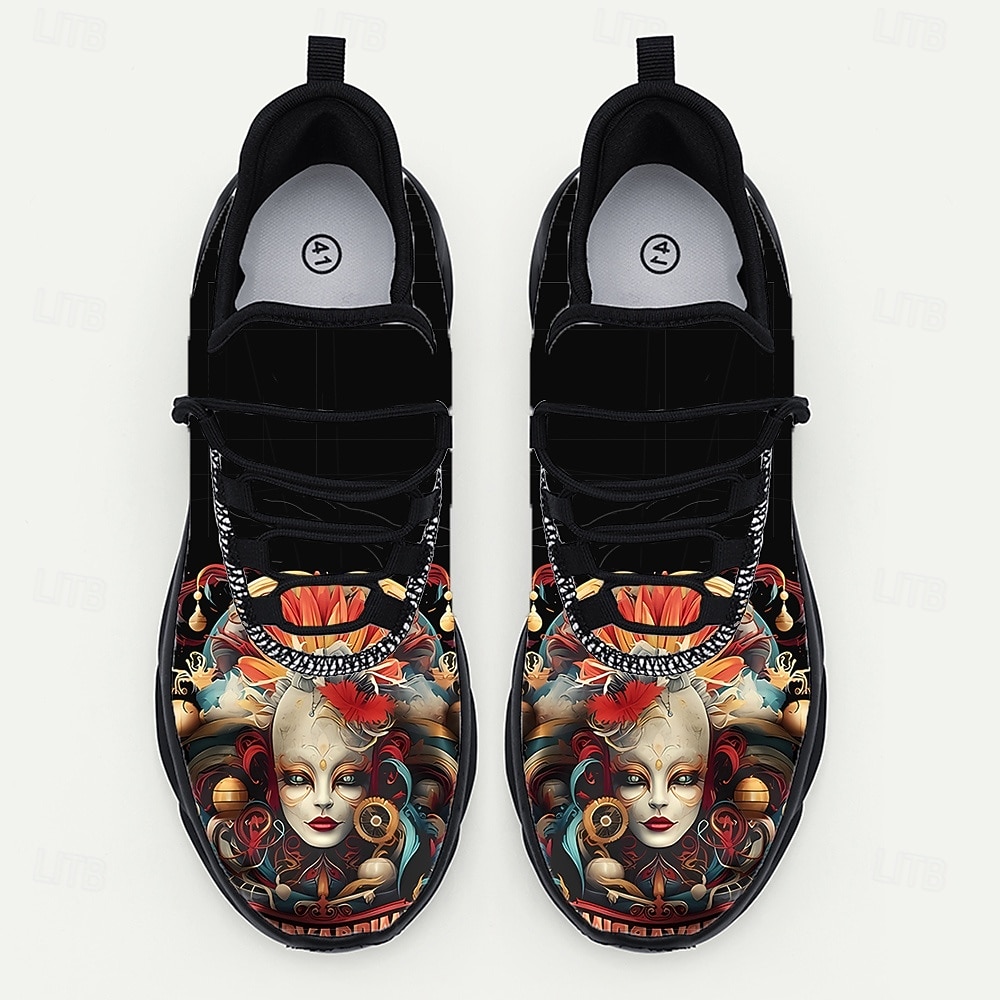 Men's Colorful Carnival Sneakers – Unique Hand-Drawn Art with Skulls and Vibrant Patterns, Perfect for Mardi Gras, Carnival Parades and Festival Celebrations 2026 - $42.99 –P5