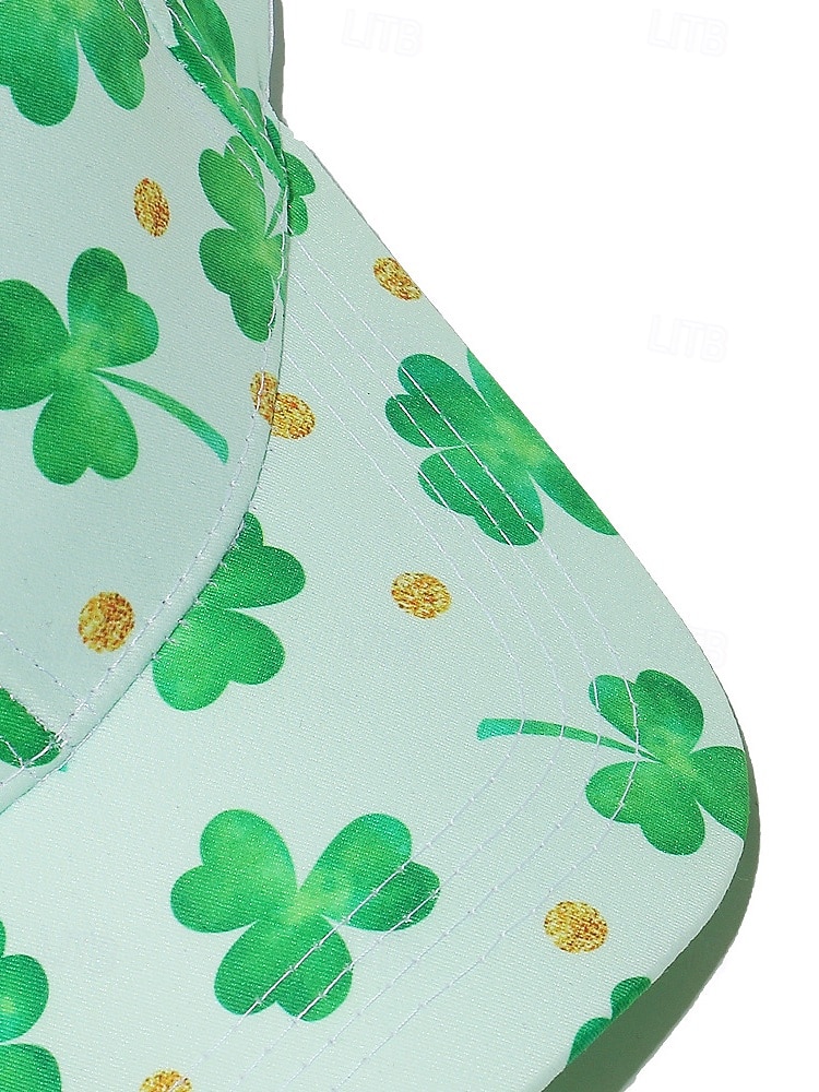 2026年 ユニセックスの聖パトリックの日のシャムロックプリントの野球帽、ポリエステルプリント生地、複数のクローバー柄、男性と女性のためのカジュアルな祭りスタイルの帽子、パレード、パーティー、屋外のお祝い用ウェア  コレクション – $14.99 –P7