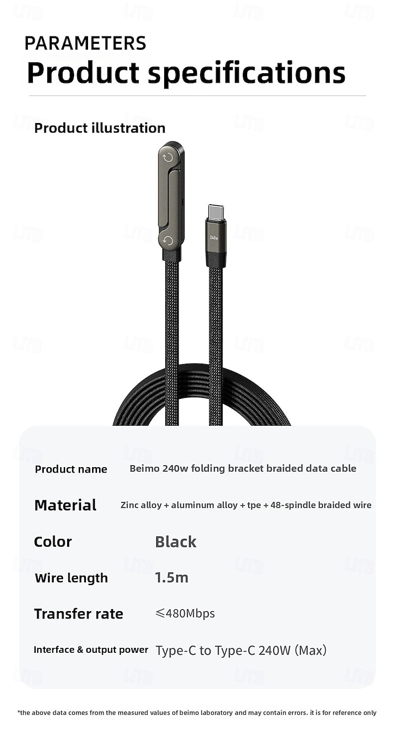 1er Pack USB-C-Kabel Lightning-Kabel 100W 5FT USB A zu USB C USB-C zu USB-C USB-C zu Lightning 6 A Ladekabel Schnellladung Hohe Datenübertragung Nylon geflochten Langlebig Magnetisch Für iPhone 2026 - $19.99 –P10