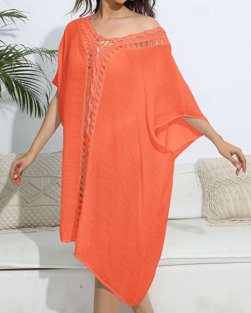 Dámské Plavky Přehozy Šaty do vody Sleva až 30% Plavky Vystřižený prázdniny Oblečení na pláž Pevná barva Do V Krátké rukávy Plavky 2026 - $27.99 –P15