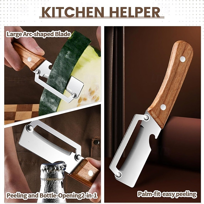 3PC 3-in-1 Multifunctional Vegetable Peeler Stainless Steel Blade with Wooden Handle Professional Kitchen Slicer 2026 - $6.99 –P2