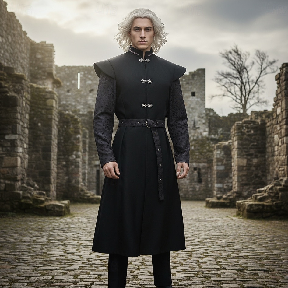 Set Retrò Vintage Medievale Rinascimento Abiti Drago Ricamato Costume Per uomo Halloween Fiera Rinascimentale Adulti Cappotto Cintura Tutte le stagioni del 2026 a $120.99 –P1