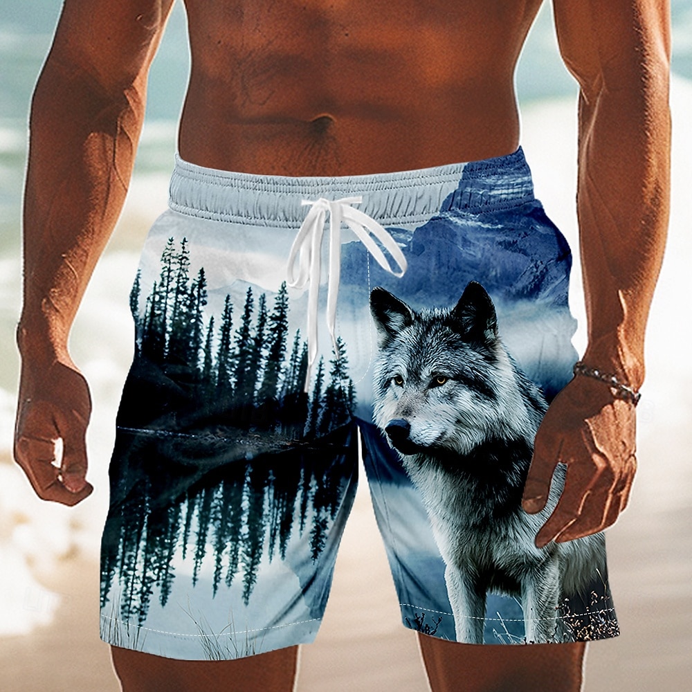 رجالي حيوان ذئب طبيعة و مناظر ترونكس السباحة شورتات السباحة شورتات التزلج خصر متوسط عتيق / معتق الأماكن المفتوحة عطلة جيوب جانبية بطانة الشبكة خصر مرن برباط مصمم ملابس 2026 - $20.99 –P2