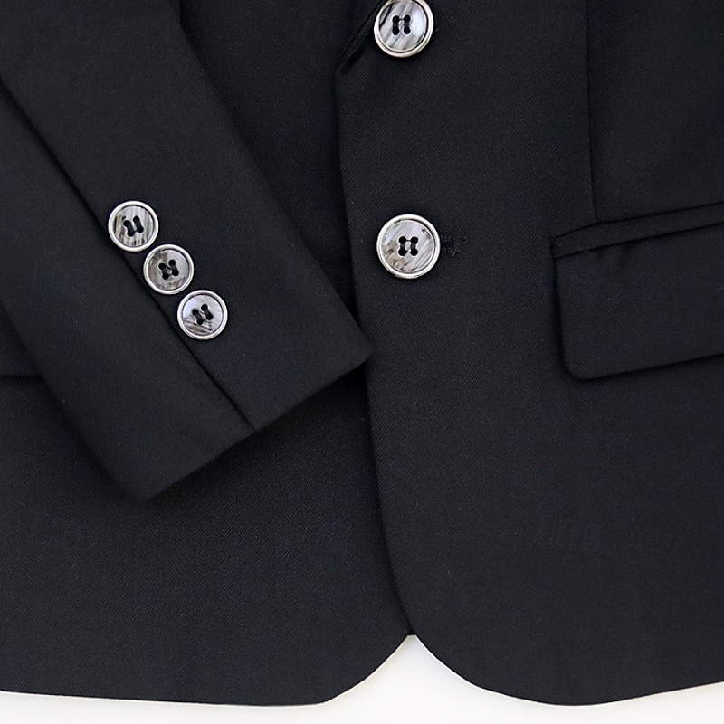 Completo da fedi nuziali per bambini, 4 pezzi, blazer &gilet & pantaloni  &cravatta ragazzo abito formale casual esterno festa moda fresco basic tinta unita blu nero poliestere del 2026 a $79.99 –P6