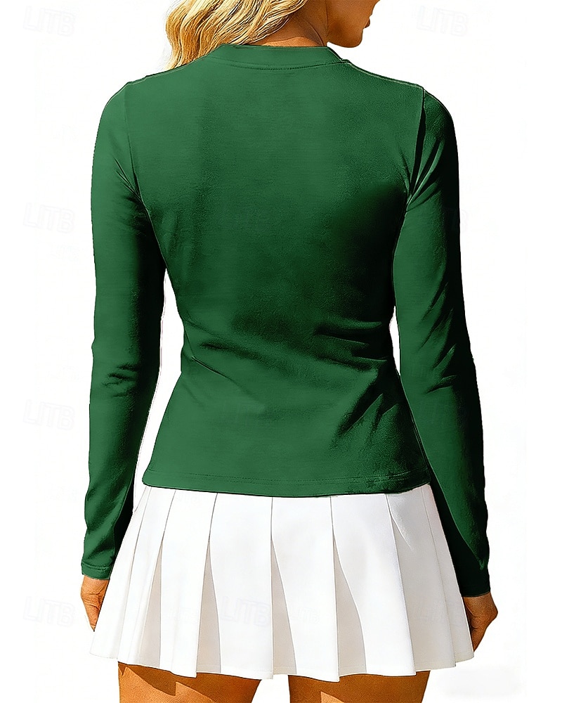 San Patricio Mujer Clover Camisa de entrenamiento Camiseta de tenis Elegante Estampado Protección UV Elástico Tenis pepinillo Corriendo Camiseta Verde Ropa de tenis 2026 - $20.99 –P2