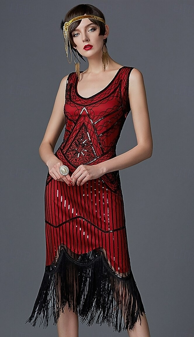 Roaring 20s 1920s Knee Length Dress Flapper Dress Prom Dresses Sleeveless  The Great Gatsby Charleston Wedding Guest Sequins Patchwork V Neck Fancy  Dress Women's Christmas Carnival New Year Prom 2026 - AU $58.49