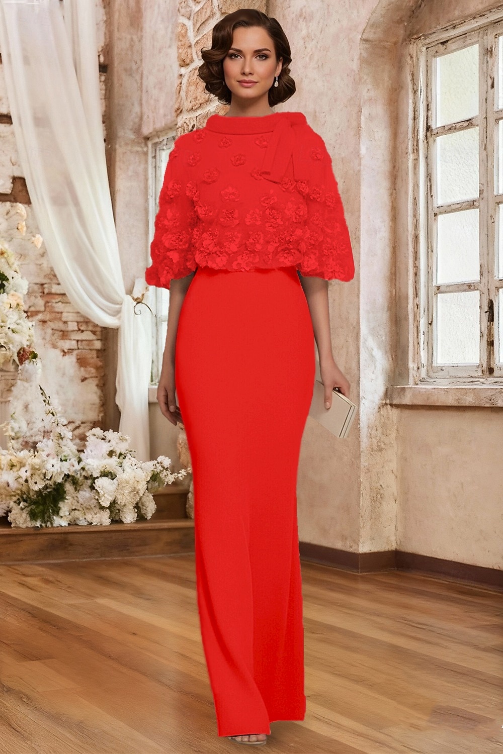 Tweedelig Tot de grond Feestjurk Cocktail jurk Bruiloft gast jurk Moeder van de bruid jurk Korte mouw Halve mouw Strakke ronde hals Ronde hals Elegant Formeel Bruiloft gast Familiebijeenkomst Chiffon 2026 - $183.99 –P5