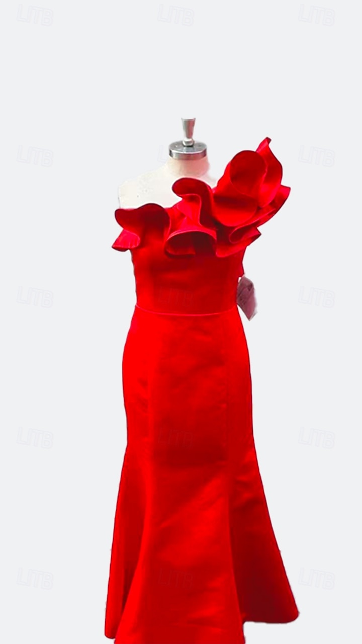 Meerjungfrauenschnitt Bodenlang Abiballkleider Abendkleid Ballkleid Festliche Kleidung Korsetts Sexy Ärmellos Ein-Schulter Formell Hochzeitsgast Taft mit Rüschen Schulterblume 2026 - $172.99 –P6