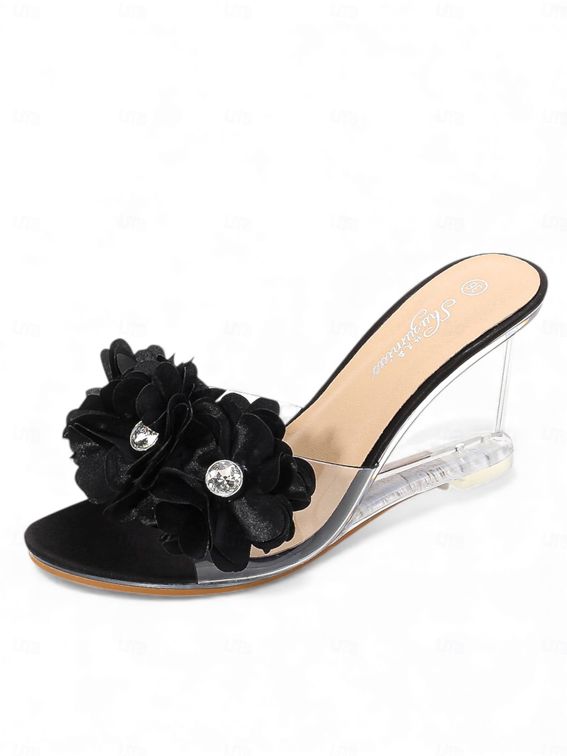 Women's Floral Clear Heel Slide Sandals, Transparent Low Heel Mules for Bridesmaids, Elegant Garden Wedding & Outdoor Ceremony Shoes 2026 - $46.99 –P12