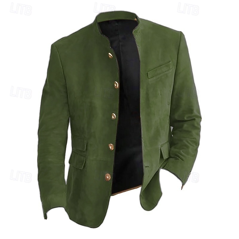 Homens jaqueta leve Jaqueta casual Jaqueta de camurça sintética Para Noite Macio Fivela Primavera & Outono Casual Colarinho Chinês Padrão Cáqui Claro Preto Azul Marinha cáqui Verde Tropa Casaco de 2026 por $56.99 –P15