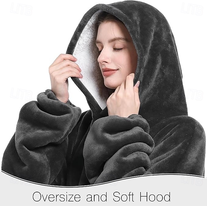 Manta vestível com capuz, aconchegante e macia, ideal para adultos. Presente perfeito para mulheres, mães e para ela mesma. Roupa de descanso quentinha e confortável. de 2026 por $41.99 –P3