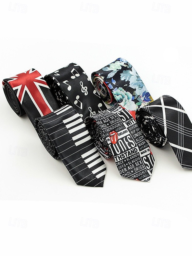 2026年 男性用ポリエステルタイ、複数のパターン、スタイリッシュなデザイン、カーニバルや仮面舞踏会用  コレクション – $14.99 –P3