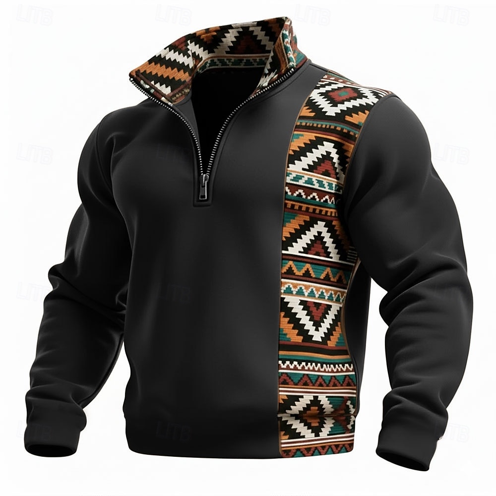 رجالي هندسي منقوش ترايبال كنزة الرياضات موضة كاجوال السحاب المنزل ملابس الشارع عمل مناسب للحفلات أزرق أسود بني أخضر الخريف كل الفصول مصمم S M L XL XXL XXXL 2026 - $28.99 –P2