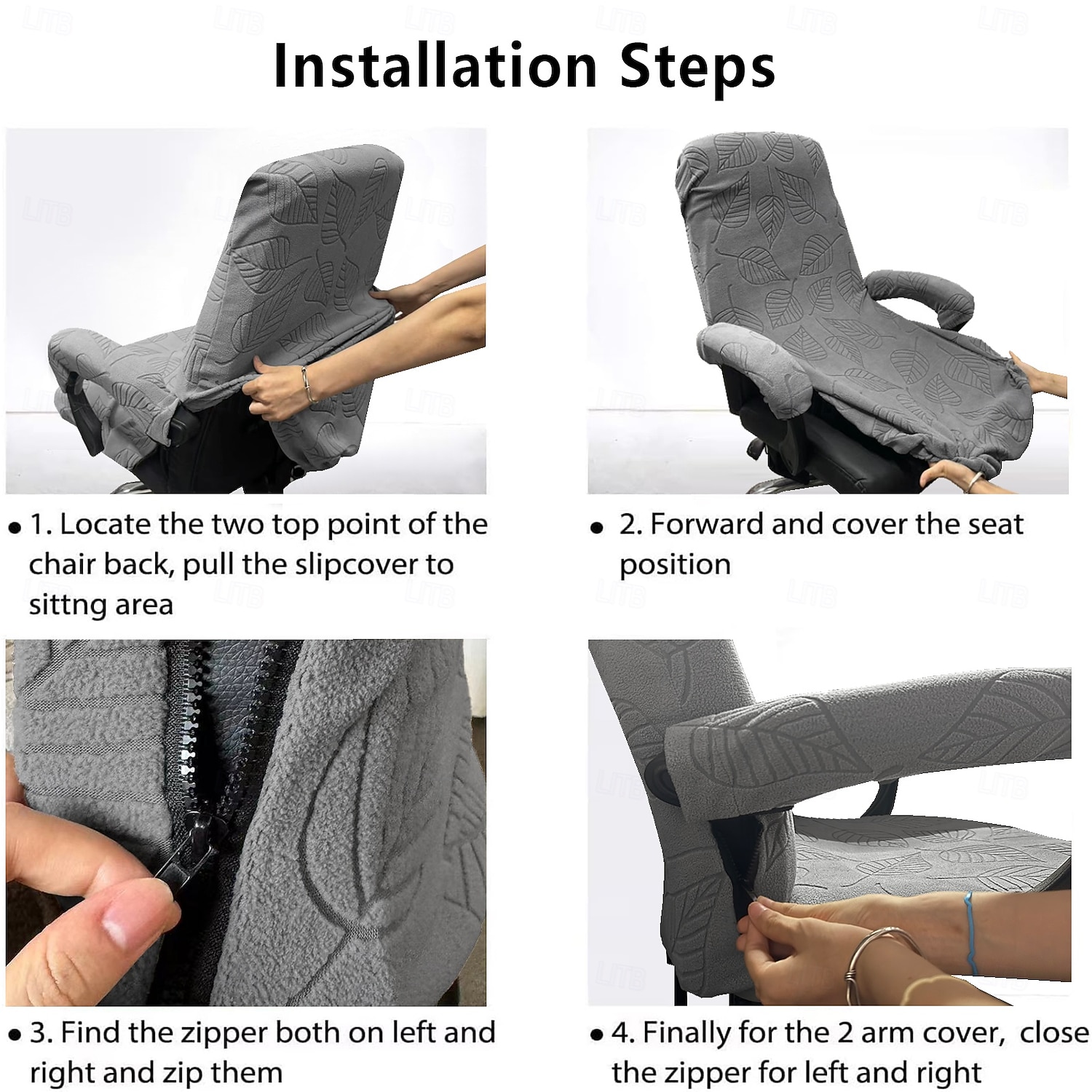 Office Chair Cover 3 Piece Set Four Season Modern Elastic Leaf Jacquard Machine Washable Chair Slipcover 2026 - $37.99 –P1