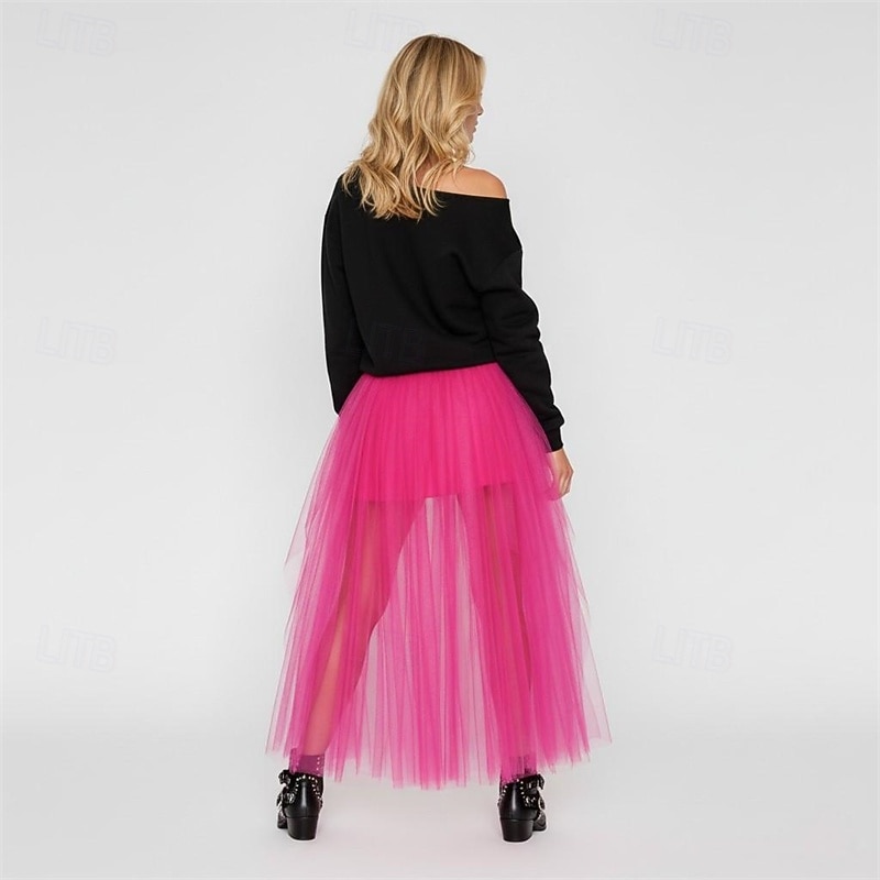 Fantasia fantasia saia de tule Saia Tutu Retro Vintage Anos 80 Multi Camadas Assimétrico Inchado Adulto Mulheres Dia Das Bruxas Carnaval Festa Espetáculo Dança Balé Vestir-se de 2026 por $38.99 –P4