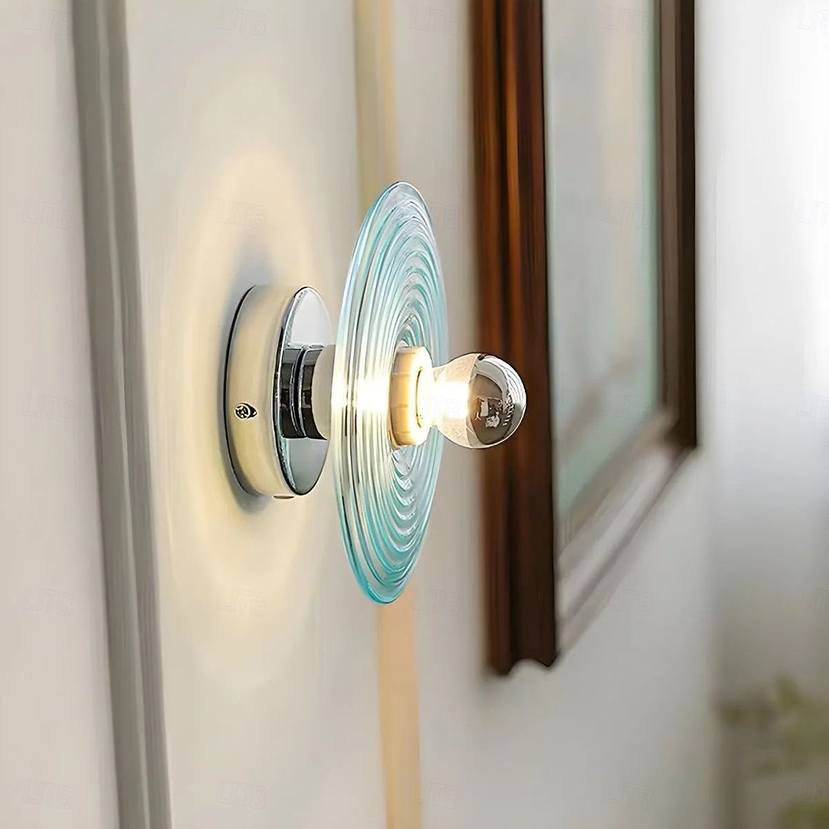 Lampă de perete rotundă din sticlă cu 1 bec, model modern Art Deco, pentru dormitor 2026 - $149.99 –P3