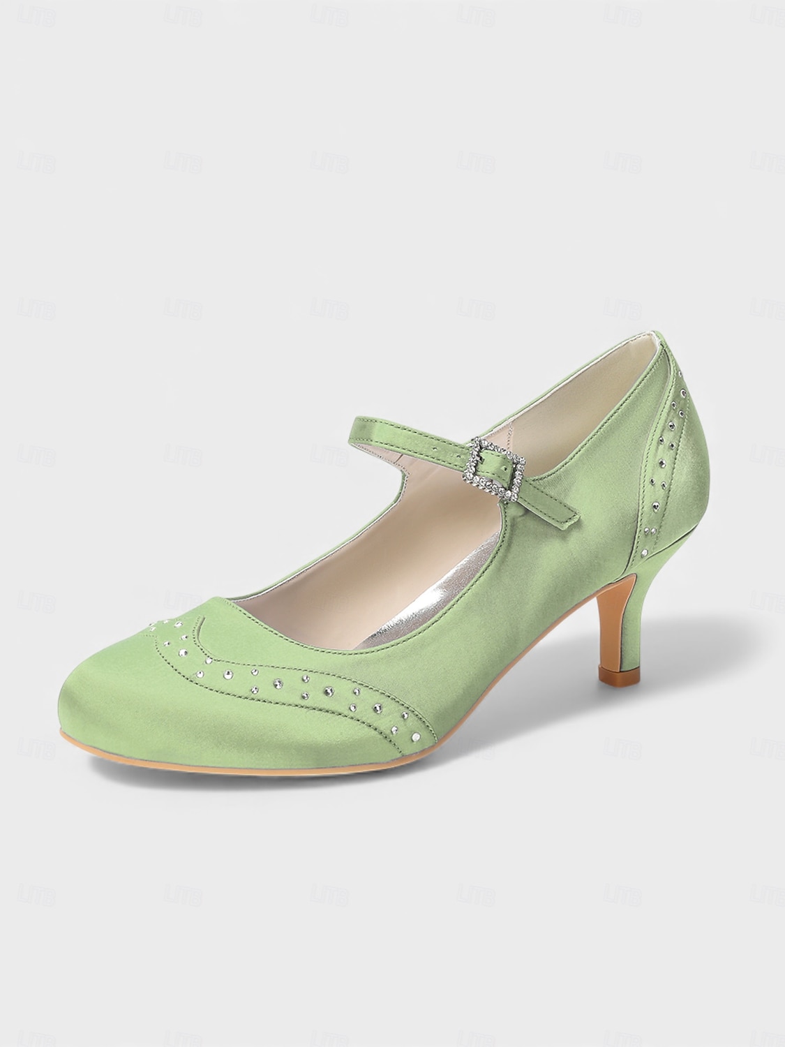 Mary Jane in raso blu navy da donna: eleganti scarpe da sposa con borchie di cristalli e tacco a gattino per la madre della sposa, cerimonie in chiesa ed eventi formali del 2026 a $79.99 –P3