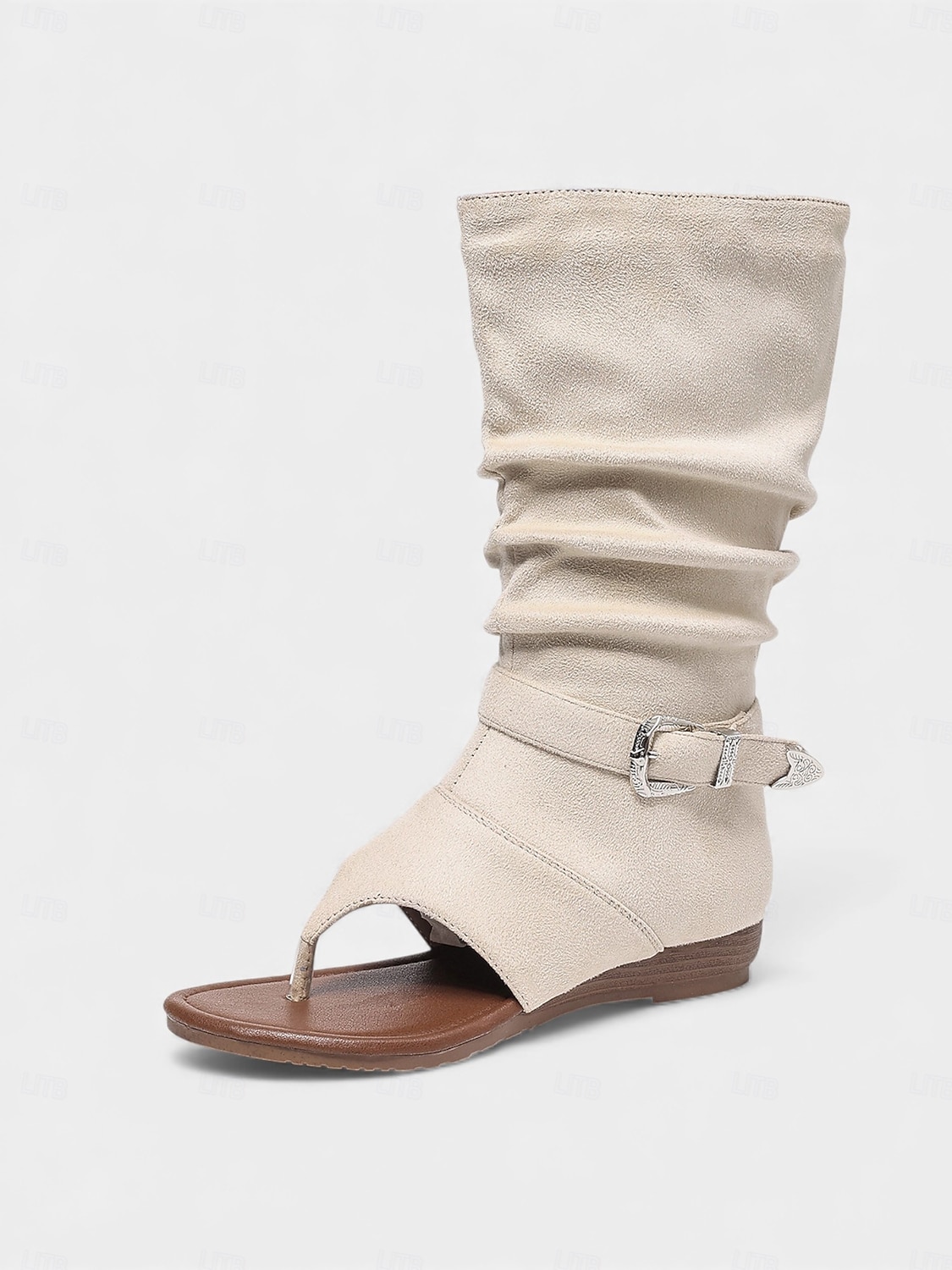 Braune, lässige Boho-Stiefeletten aus Wildleder mit offener Zehenpartie und Schnallendetail – stylisches Festival-Schuhwerk, perfekt für Musikfestivals und Outdoor-Veranstaltungen 2026 - $46.99 –P2