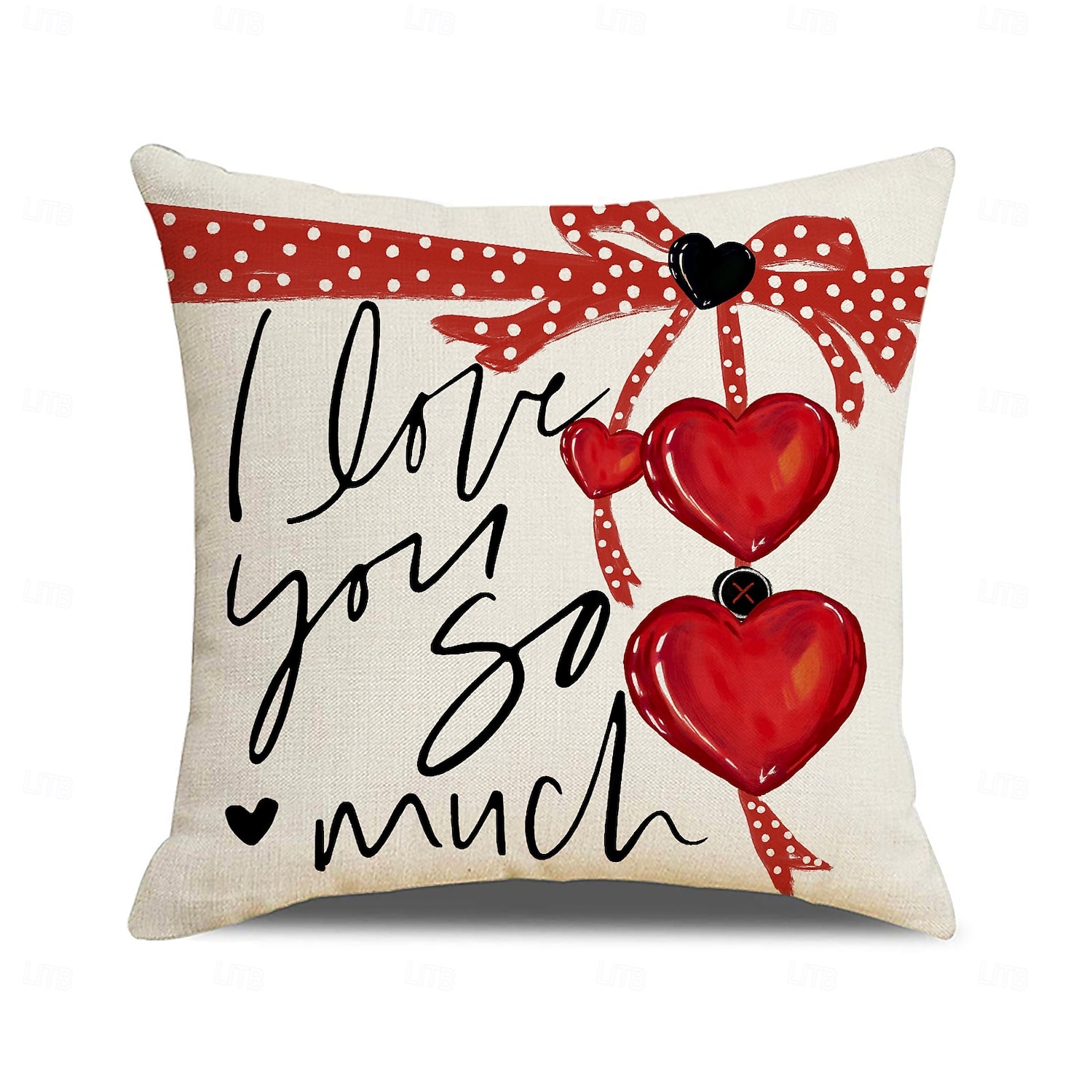povlak na polštář s motivem srdce na Valentýna, dekorativní polštář s potiskem lnu, polštář do čela postele do ložnice, slavnostní dekorační polštář na postel, pohovku, obývací pokoj 2026 - $12.99 –P4