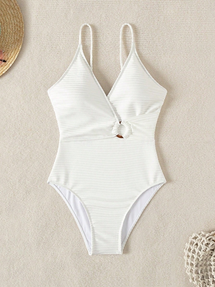 Женский монокини из одной части купального костюма стройнящий сексуальный вырез контроль талии высокий пояс стройный без спины пляжная одежда однотонный V-вырез без рукавов 2026 - $24.99 –P4