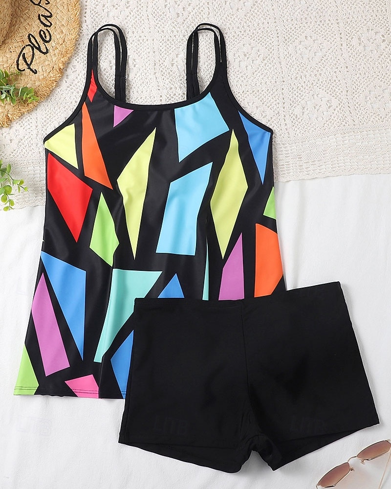 Dame Badedrakt Bikinikjole 2 deler Trykket Ultralett (UL) Elastisk Ermeløs Badetøy Surfing Snorkling Sommer 2026 - $20.99 –P8