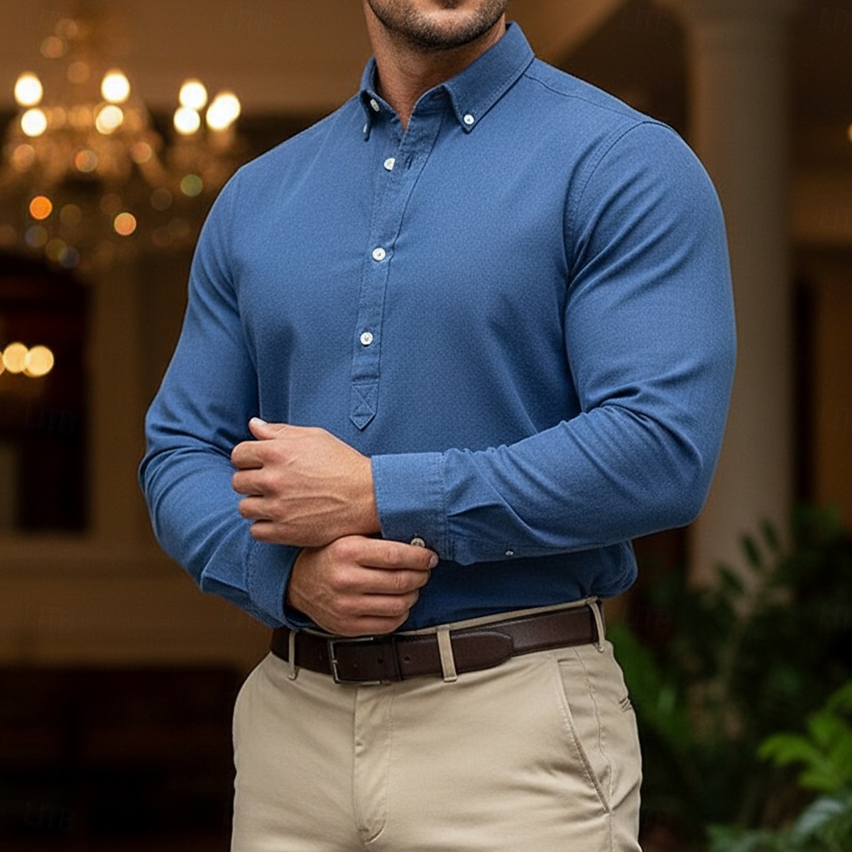 Per uomo Camicia popover Camicia Oxford Blu denim Nero Bianco Blu marino Blu scuro Manica Lunga Semplice Colletto italiano visibile Casuale All'aperto Tasca Abbigliamento Neutro Moda Quotidiano Casual del 2026 a $24.99 –P2