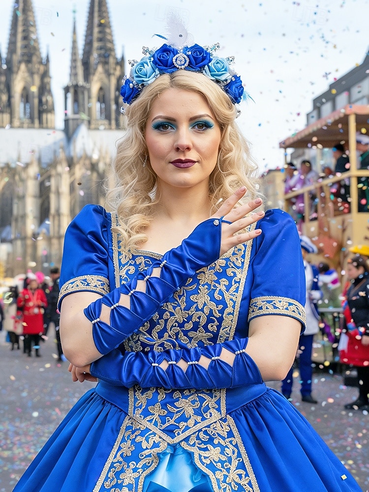 Luvas de cetim de poliéster femininas do Mardi Gras em várias cores design elegante com detalhes em pérolas perfeitas para carnaval e bailes de máscaras de 2026 por $11.99 –P4