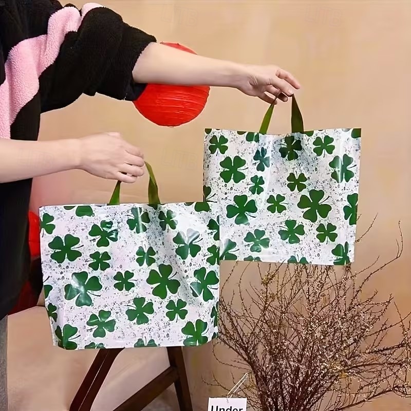 50 шт. подарочных пакетов ко Дню Святого Патрика пакеты на тему трилистник многоразовые сумки для одежды покупок Дня Святого Валентина Дня Богинь Дня Матери утолщённые зелёные сумки 2026 - $15.99 –P3