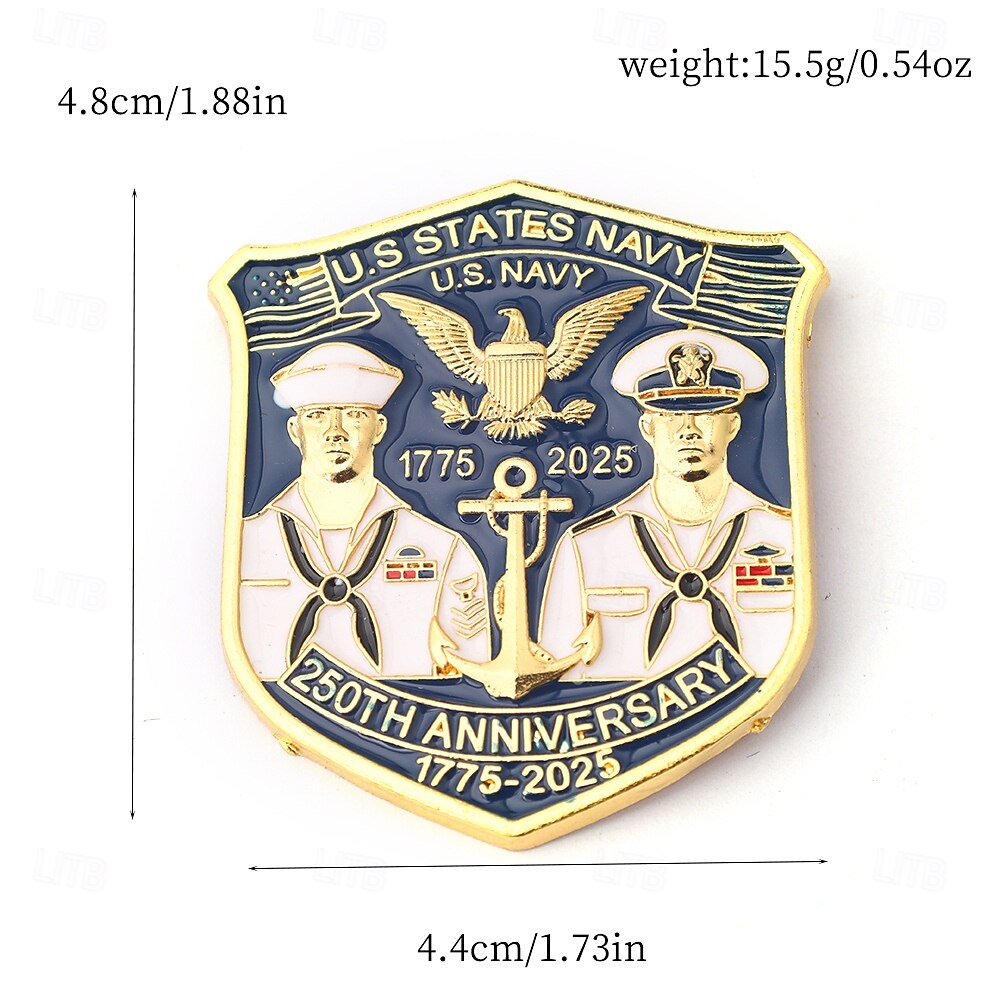 Spilla commemorativa del 250° anniversario del Corpo dei Marines degli Stati Uniti e della NAVY emblema militare del Corpo dei Marines spille a pulsante in lega per la collezione di veterani regalo del 2026 a $11.99 –P1