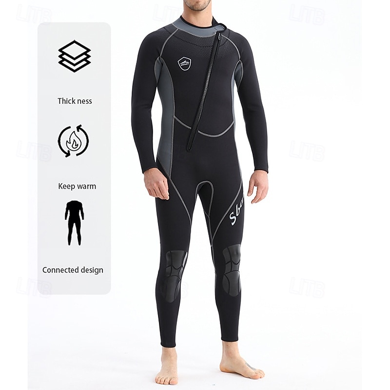 Men's 1.5mm Neoprene Diving Suit Full Wetsuit Rash Guard Stretchy Long Sleeve Front Zipper - Surfing Snorkeling Scuba Patchwork Winter 2026 - $75.99 –P1