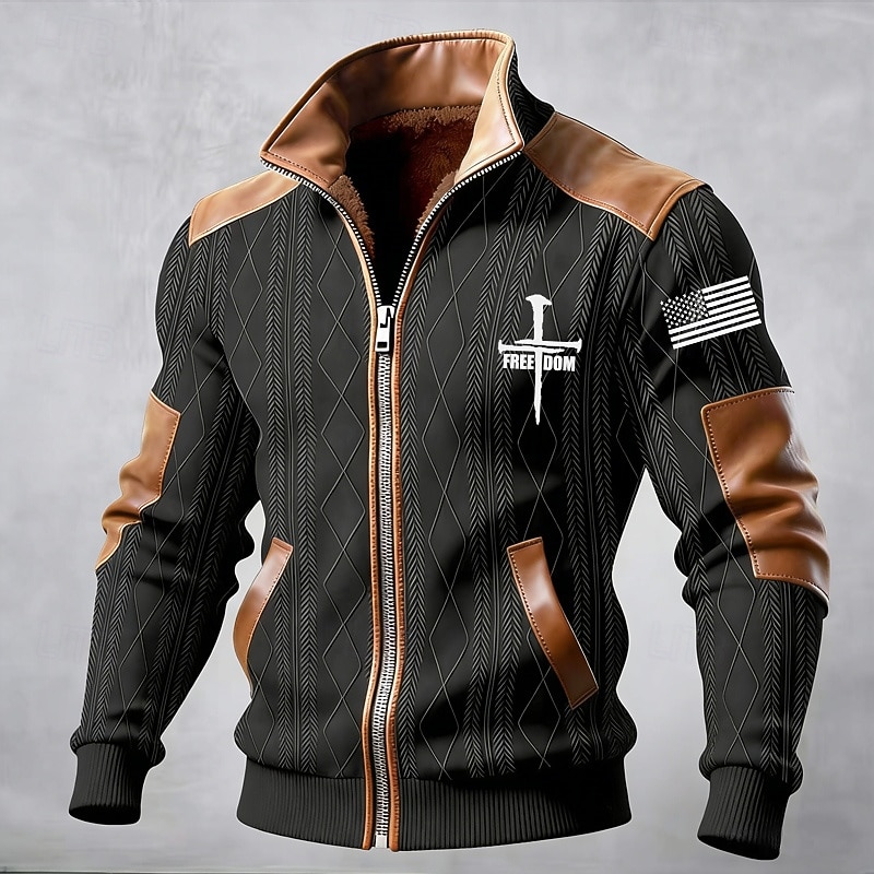 Per uomo Cappotto Invernale Giacca in Pile Giacca Casual Quotidiano All'aperto Calore Termico Jacquard Tasca Autunno Inverno Bandiera Blocco di colori Streetwear Quotidiano Collo alla coreana Regolare del 2026 a $51.99 –P6