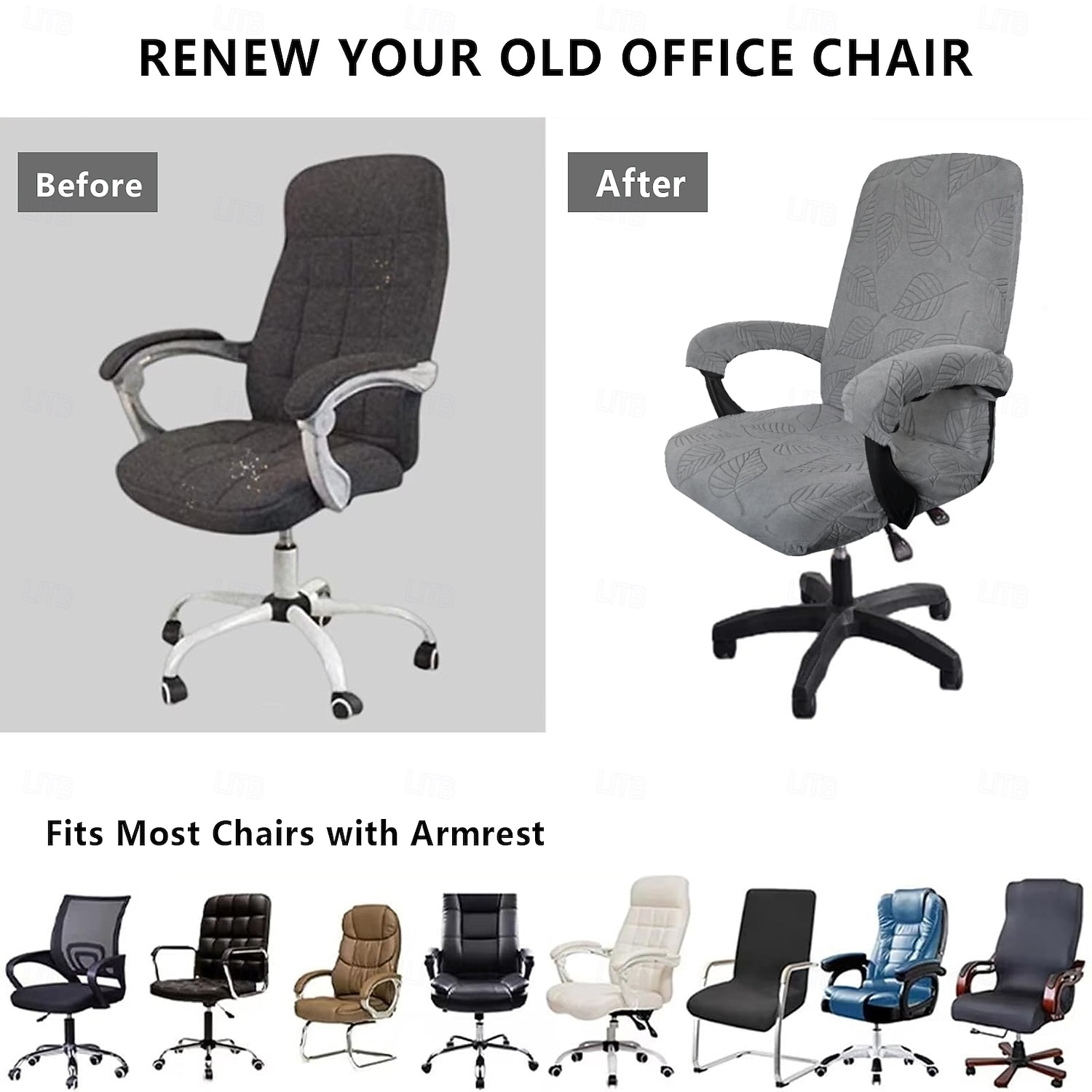 Office Chair Cover 3 Piece Set Four Season Modern Elastic Leaf Jacquard Machine Washable Chair Slipcover 2026 - $37.99 –P4