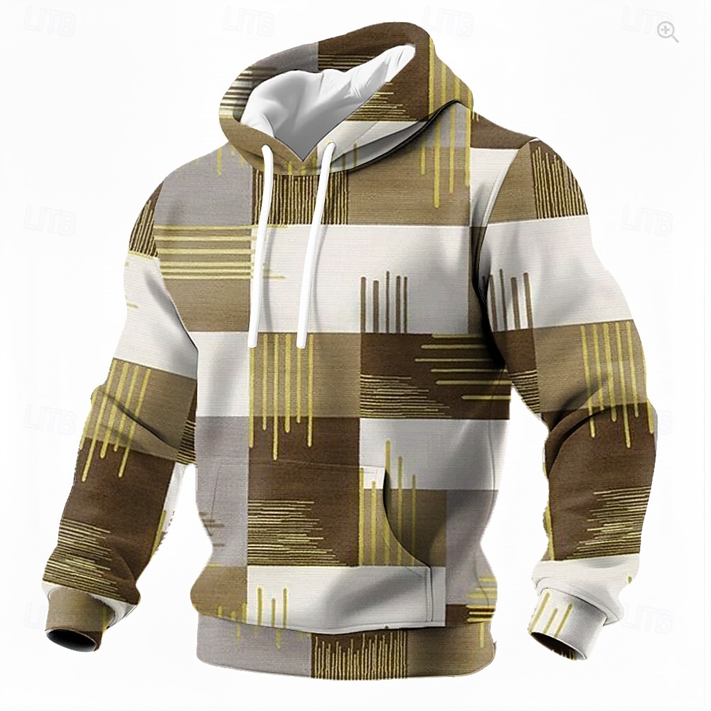 Herre Geometrisk Hettegenser med pullover Genser Mote Fritid Langermet Crew-hals Hjem utendørs Gateklær Blå Gul Brun Snorer Høst Vinter Designer S M L XL XXL XXXL 2026 - $26.99 –P1