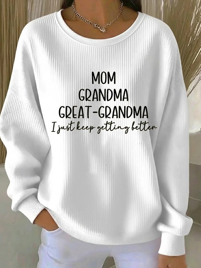Per donna Pullover Stampato Grafico Lettera Caldo Classico Casual Manica Lunga Girocollo Top Regolari Casuale Casa Streetwear Nero Bianco Primavera Autunno del 2026 a $29.99 –P1