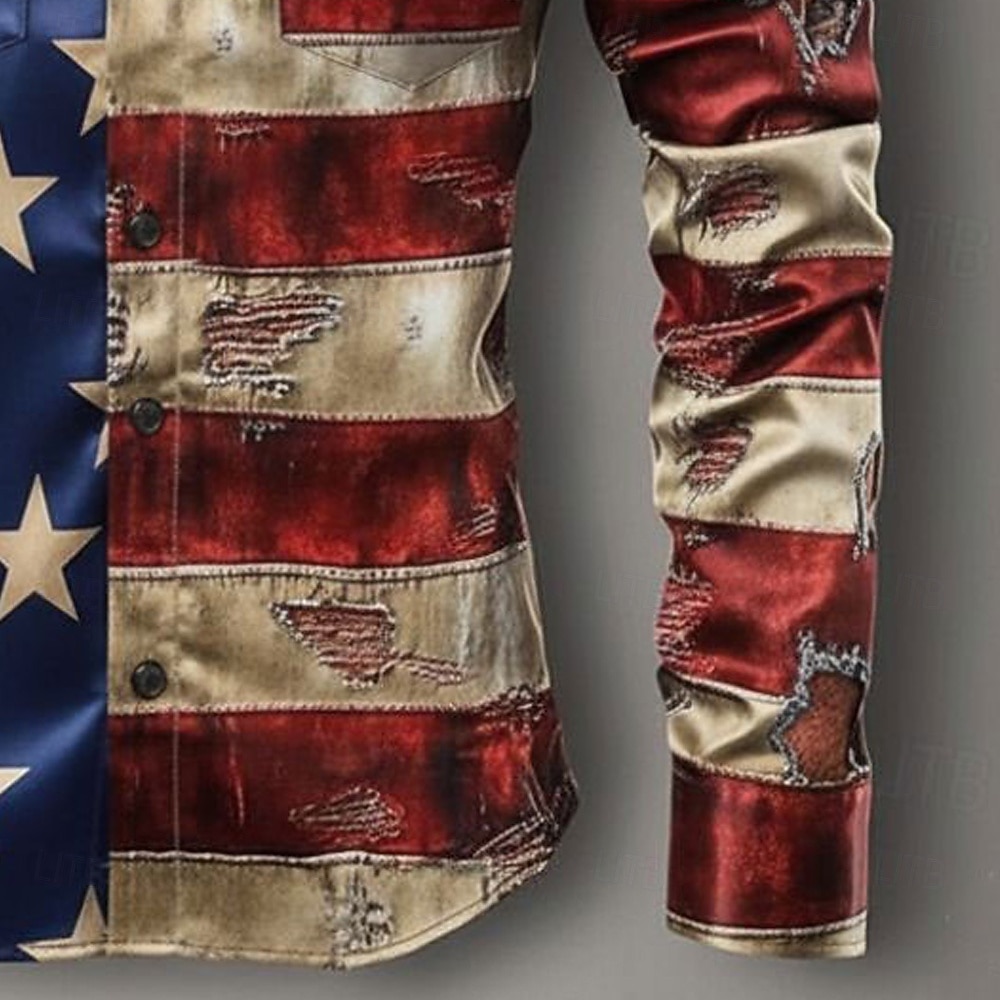 Homens Gráfico American US Flag 4 de julho - 250º aniversário dos EUA Camisa Social camisa de botão Camisa casual Manga Longa Havaiana Casual Confortável Ao ar livre Férias Rua Primavera Outono de 2026 por $27.99 –P4