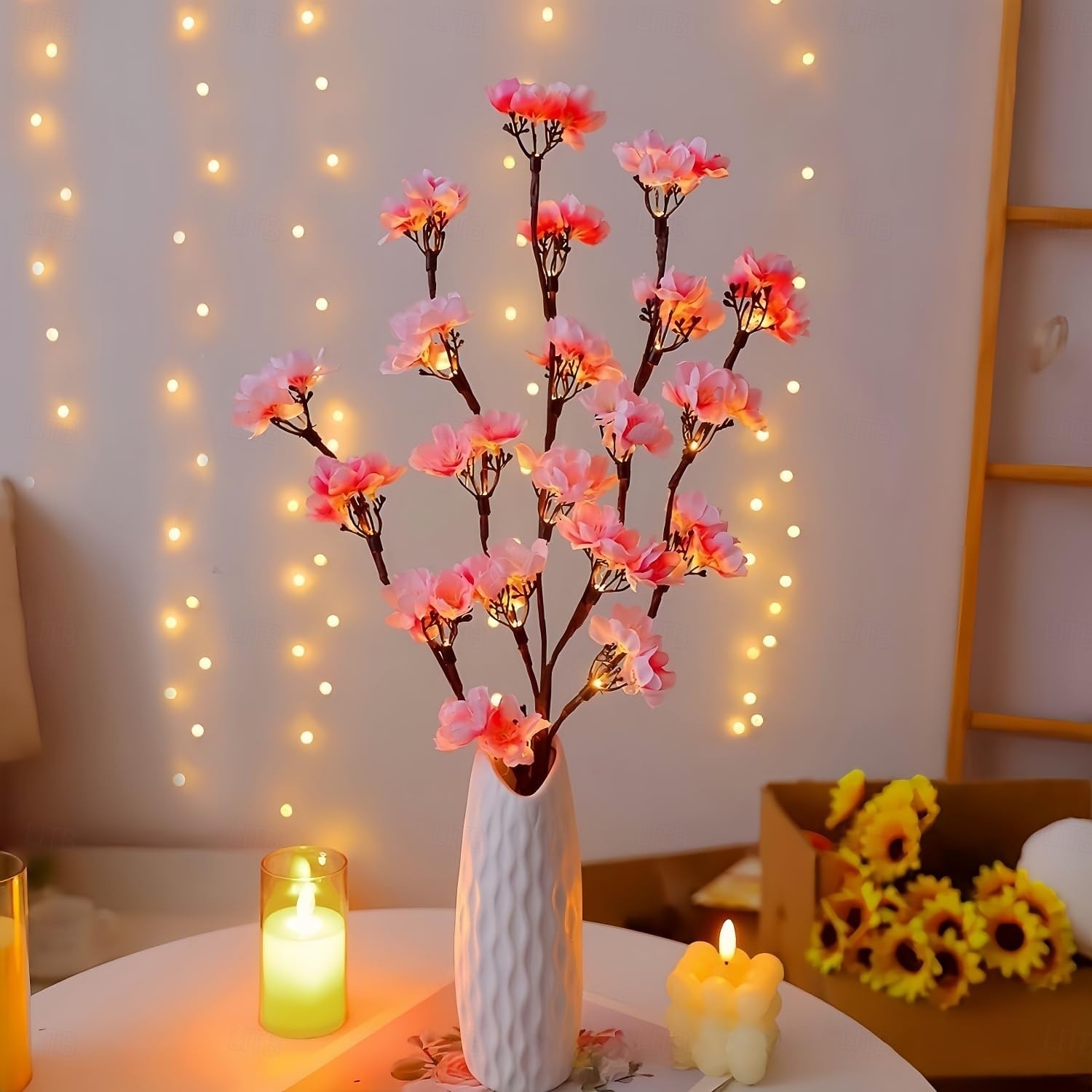 2026年 70cm 20個のLEDビーズ人工桜の木の枝ライト、単三電池駆動、屋内寝室、リビングルーム、ダイニングルーム、パーティー、バレンタインデー、結婚式、休日の装飾  コレクション – $11.49 –P3