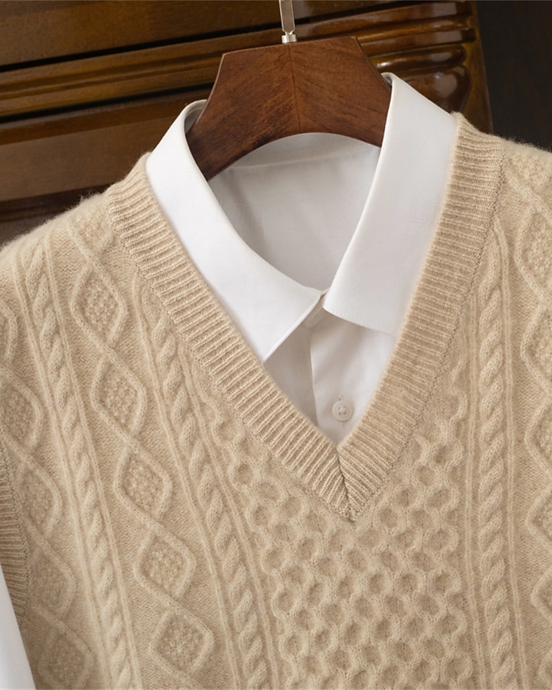 Herren Pullunder Kleid Pullover Pullover Weste Strickpullover Gerippt Stricken Normale Oberteile Gestrickt Einfach V Ausschnitt Mode Streetwear Geschäft Urlaub Bekleidung Ärmellos Herbst Winter 2026 - $130.99 –P2