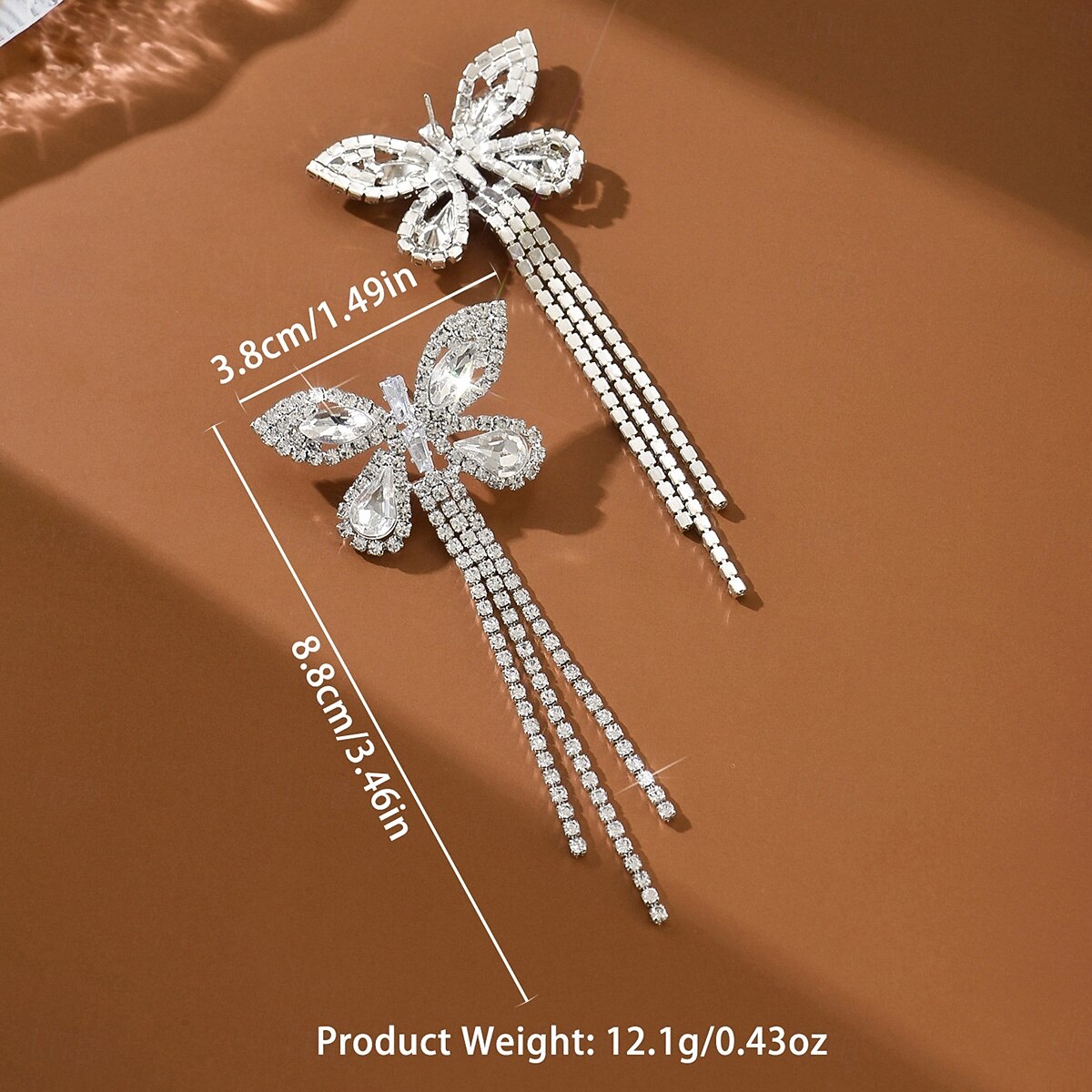 2026年 女性用ラインストーンバタフライタッセルイヤリング - キラキラ輝くステートメントジュエリー、エレガントで華やかなスタイル、パーティーナイトやお祝いに最適 &特別な機会  コレクション – $11.99 –P1
