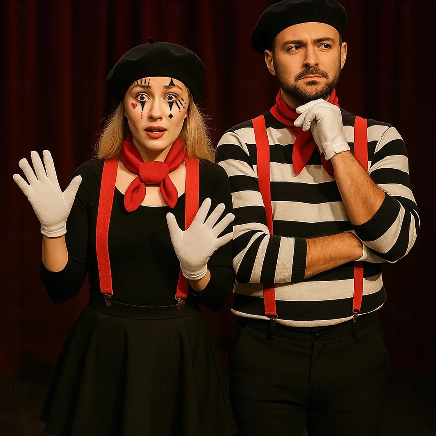 Mais Acessórios Fantasia fantasia Mímico Palhaço Mímico circo Traje Cosplay Listrado Adulto Mulheres Dia Das Bruxas Carnaval Festa Espetáculo Vestir-se de 2026 por $37.99 –P4