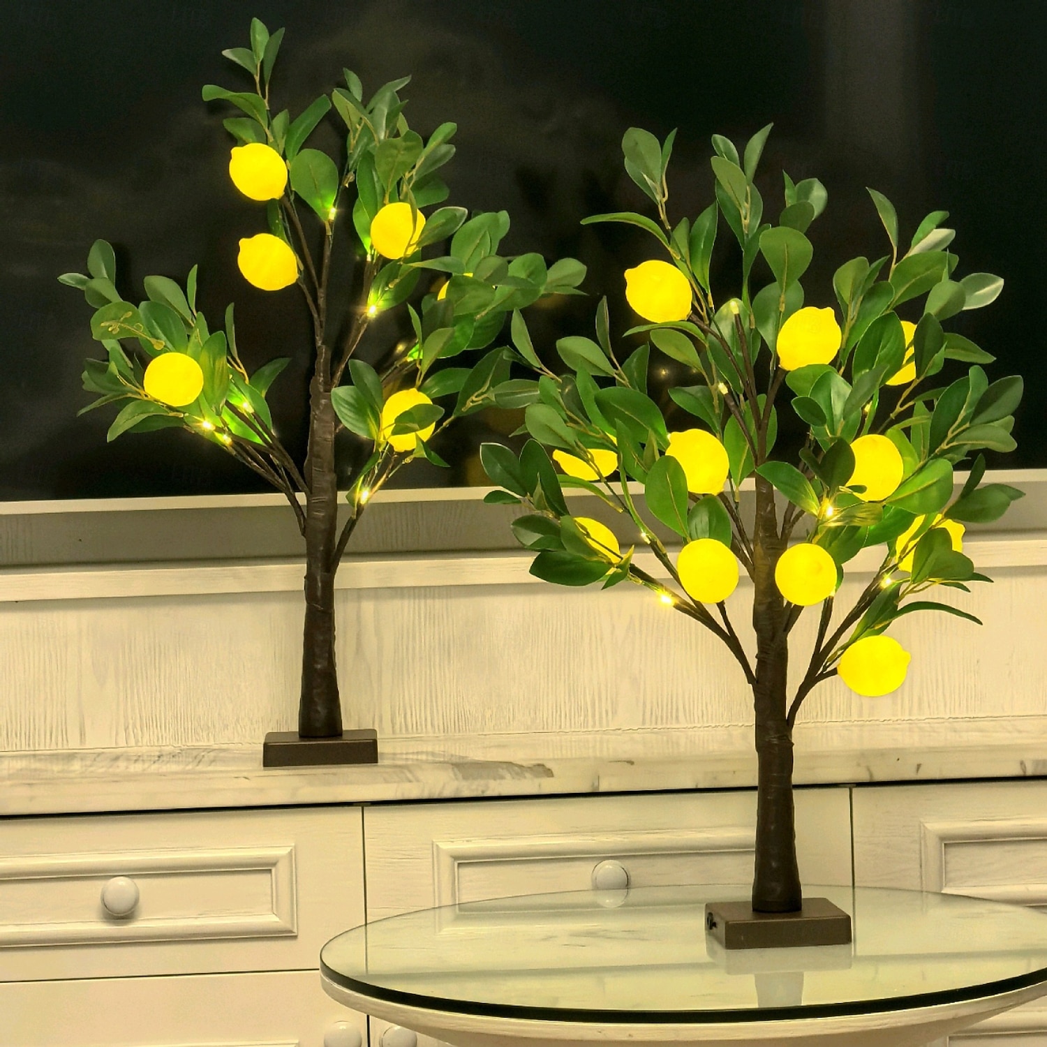 60cm/23,9palcové umělé světlo na citroník, 12 citronů, 24 LED korálků, jarní/letní interiérová/venkovní dekorace do ložnice, obývacího pokoje, jídelny, noční světlo na párty 2026 - $25.99 –P8