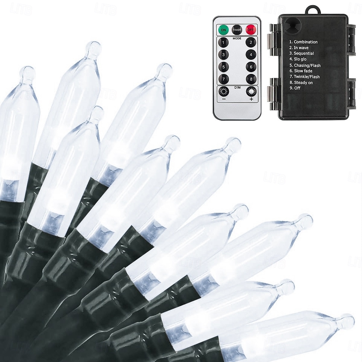 Vízálló elemes fényfüzér mini lámpák 33ft 100 LED 8 funkciós időzítő távirányítóval benti hálószobához Valentin-nap új év Halloween esküvői parti hangulatú díszvilágítás 2026 - $17.49 –P12