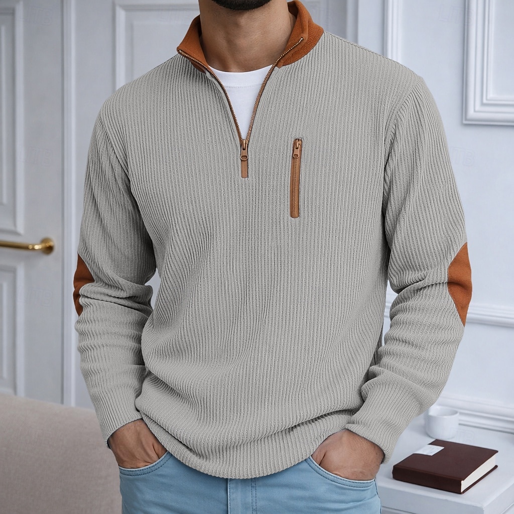 Da uomo Camicia di Velluto a Coste Maglietta Camicia a Maniche Lunghe Manica Lunga Con cerniera Autunno Inverno Autunno & Inverno Blocco di colori Quotidiano Testurizzato Casual Con zip Oversize Ampio del 2026 a $25.99 –P8