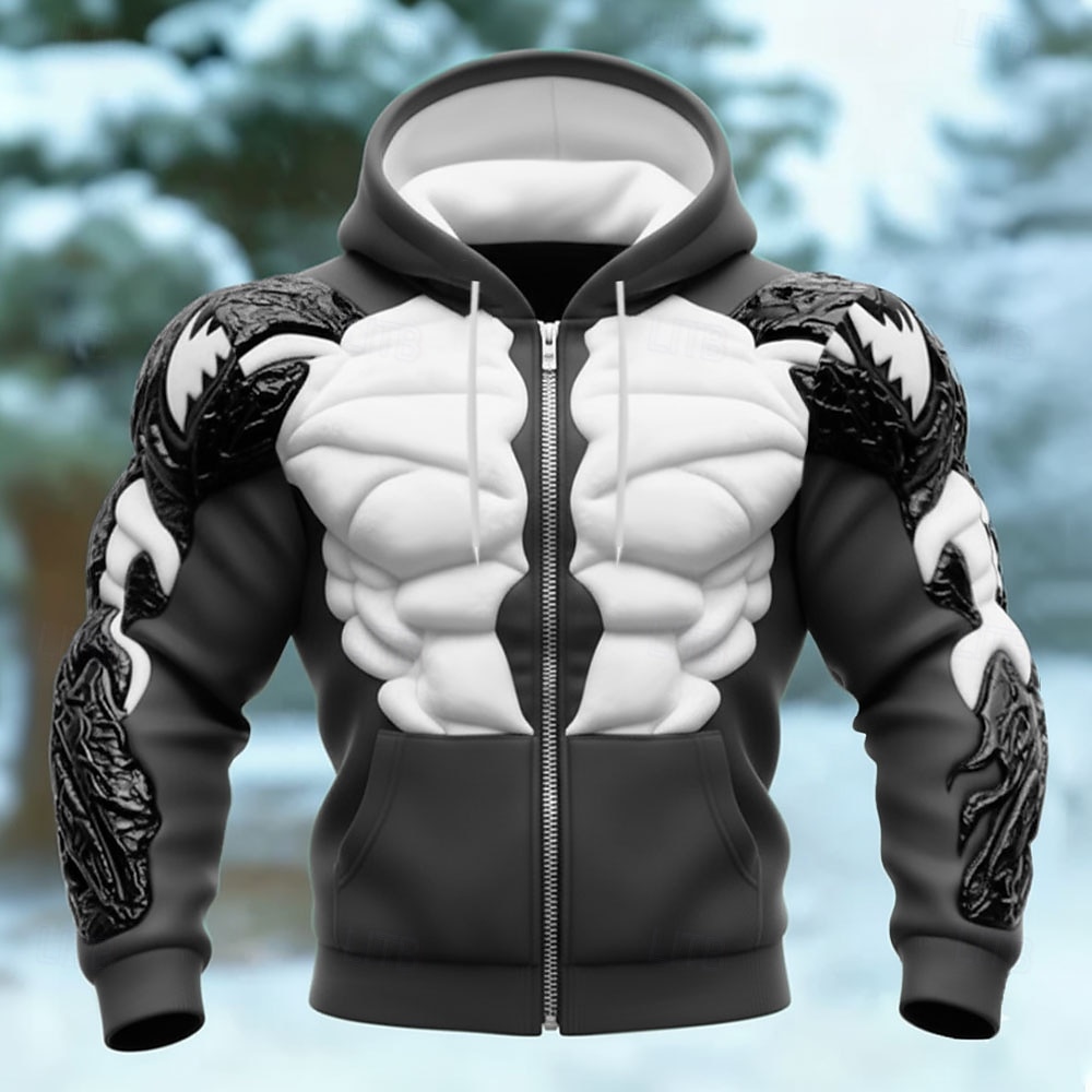 Per uomo Muscolo Illusione ottica Felpa con Cappuccio Giacca di pelle Felpa Vichingo 3D Fantasia Stampa su tutta la superficie Manica Lunga Con cerniera Abbigliamento casual alla moda Vacanza Uscire del 2026 a $32.99 –P5