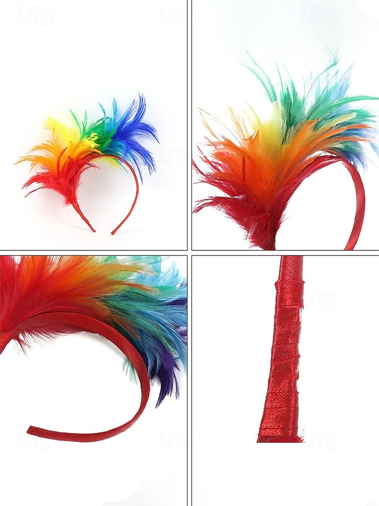 Kvinnors Mardi Gras fjäderöronband i flera färger livliga och roliga perfekta för karneval och maskeradtorer 2026 - $9.99 –P10