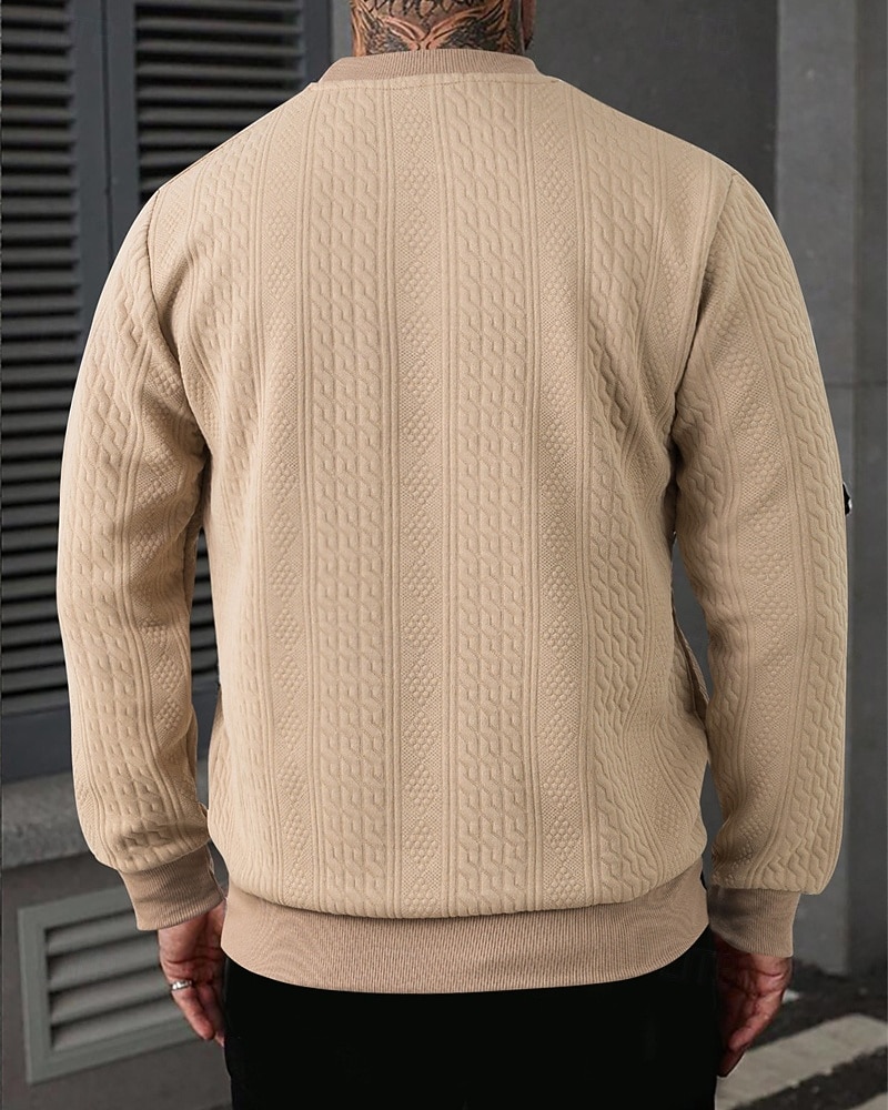 Homens Moletom Estacionar Preto Branco Cáqui Cinzento Gola Redonda Tecido Jacquard Casual Diário Desportos e Ar livre Roupa de rua Roupa de Esporte Casual Primavera Outono Roupa Moletons Moletons de 2026 por $26.99 –P2