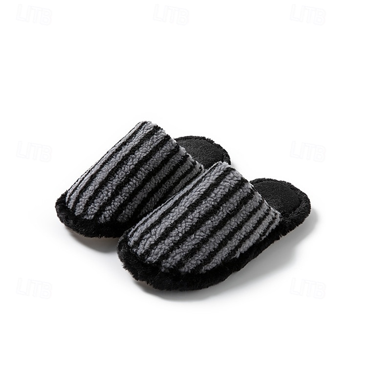 Cotton Slippers for Women Closed Toe Color Block Plush Striped Furry Indoor Home Soft Cozy House Slippers 2026 - $18.99 –P12