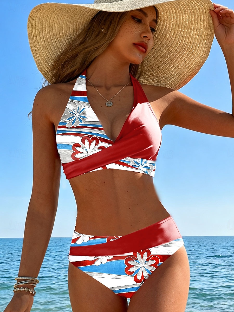 Γυναικείο Μπικίνι 2 τεμαχίων Μαγιό Cheeky Καλοκαιρινό Μόδα Φλοράλ Γραφικό V Λακωνικό Αμάνικο Μαγιό 2026 - $32.99 –P2