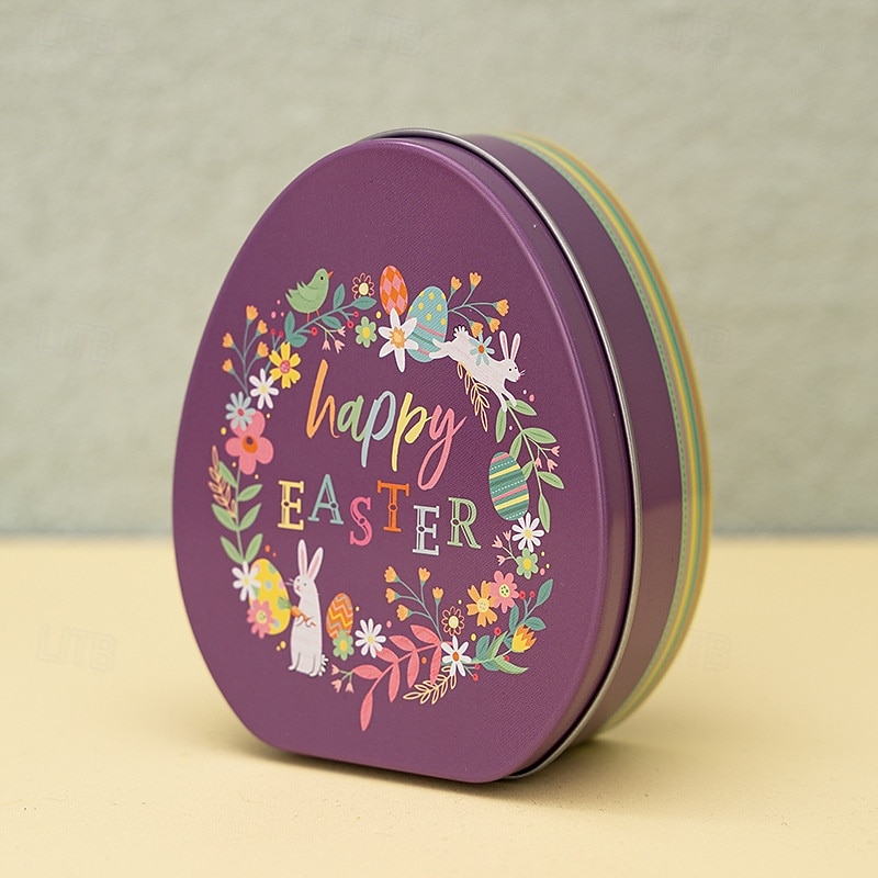 1pc Easter Bunny Egg Shape Tin Box, Kids Gift Candy Container, Cute Metal Treat Case, Holiday Party Favor, Easter Basket Stuffer Storage Box 2026 - $9.99 –P11