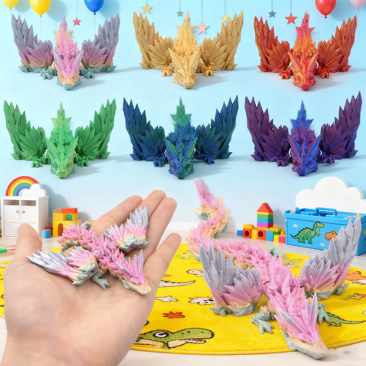 بيض تنين مطبوع بتقنية الطباعة ثلاثية الأبعاد مع تنين بداخله، بيض صغير، ألعاب كريستالية مفصلية، حشوات لسلال عيد الفصح، قطع أسطورية غامضة 2026 - $9.99 –P4