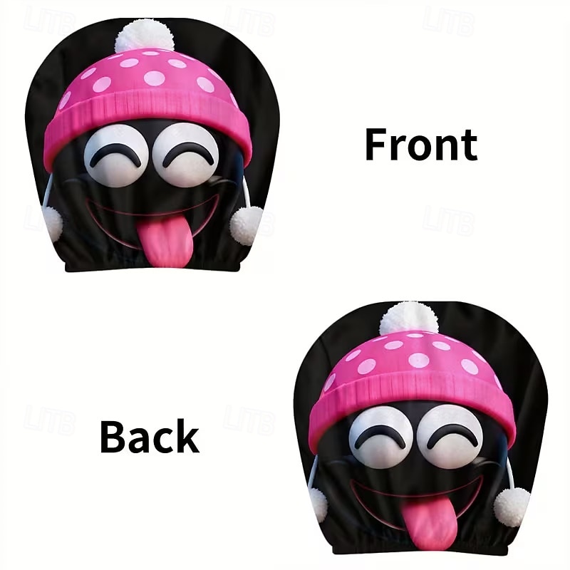 2 قطعة من أغطية مسند رأس السيارة المطبوعة عليها قبعة عيد الميلاد المدهشة، ديكور السيارة، بدون حشو، سهلة التركيب والغسل، مناسبة للسفر لمسافات طويلة لتخفيف التعب، ديكور سيارة مضحك مثالي 2026 - $9.49 –P12